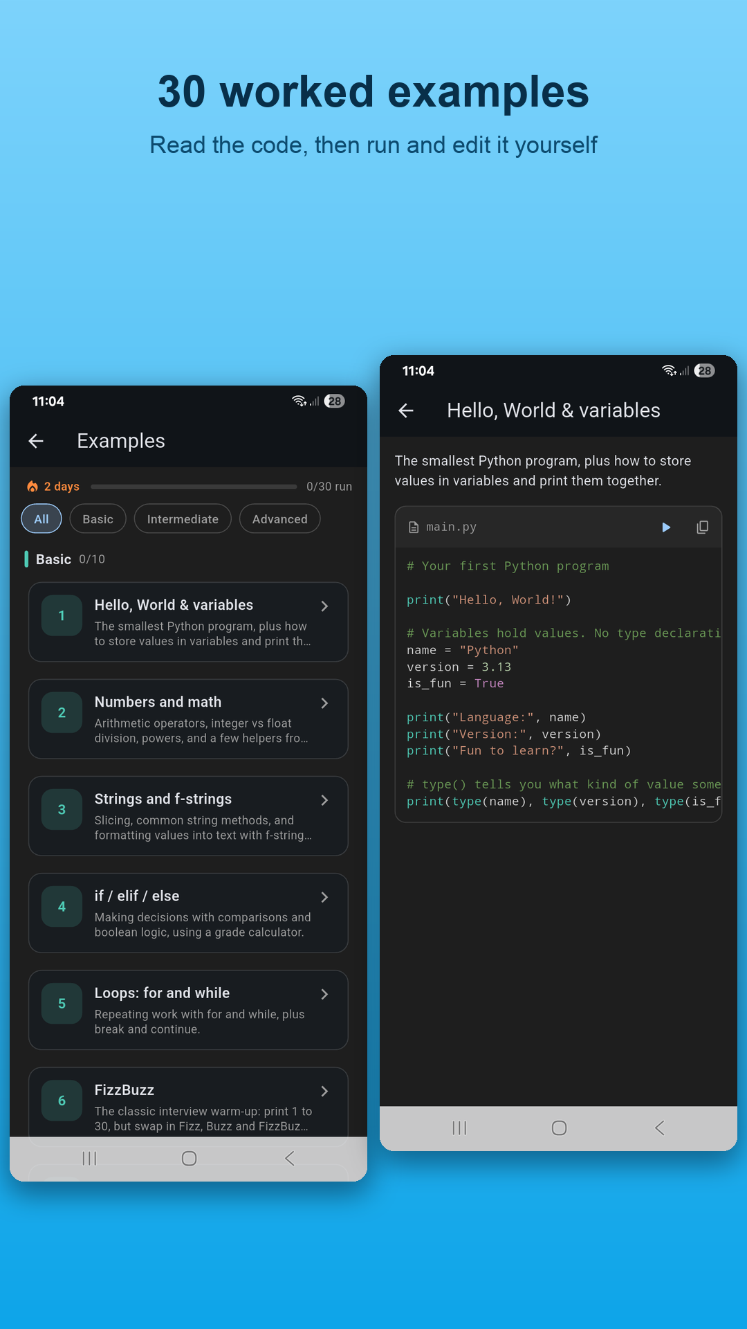 30 example programs